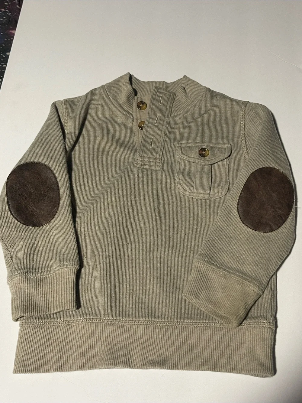 babyGap Ribbed Knit Long Sleeve Henley Sweater - Tan / Beige - Size 4T (4 YRS)